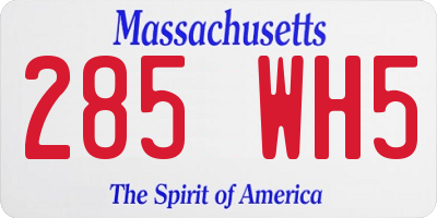 MA license plate 285WH5