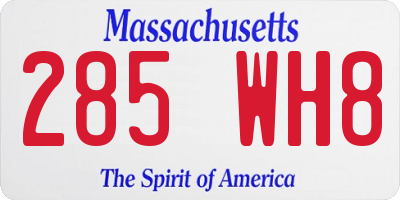 MA license plate 285WH8