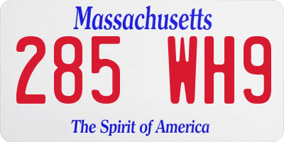 MA license plate 285WH9