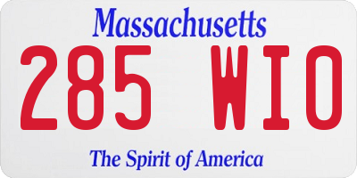 MA license plate 285WI0
