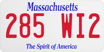 MA license plate 285WI2
