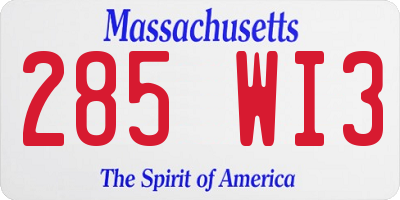 MA license plate 285WI3