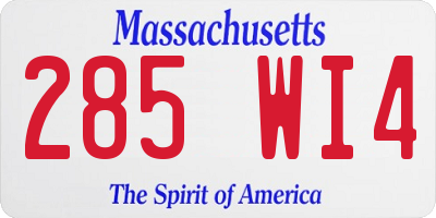 MA license plate 285WI4