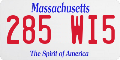 MA license plate 285WI5