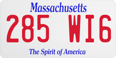 MA license plate 285WI6