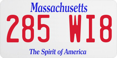 MA license plate 285WI8