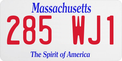 MA license plate 285WJ1