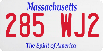 MA license plate 285WJ2
