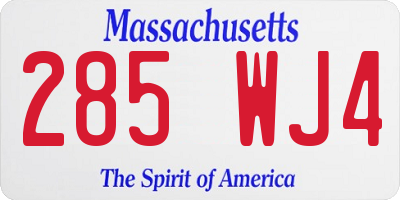 MA license plate 285WJ4