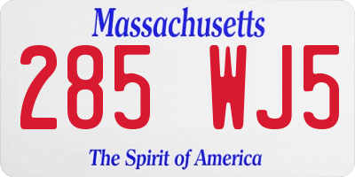 MA license plate 285WJ5