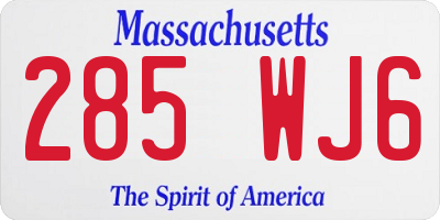 MA license plate 285WJ6