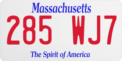 MA license plate 285WJ7