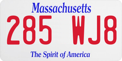 MA license plate 285WJ8