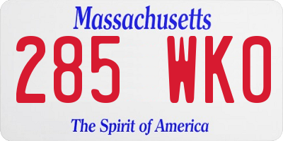 MA license plate 285WK0
