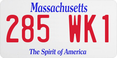 MA license plate 285WK1