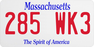 MA license plate 285WK3