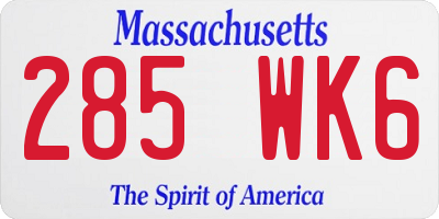MA license plate 285WK6