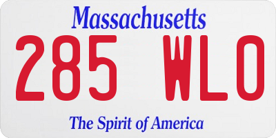 MA license plate 285WL0