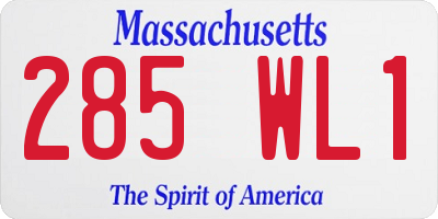 MA license plate 285WL1