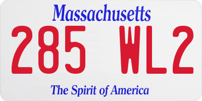 MA license plate 285WL2