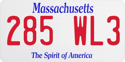 MA license plate 285WL3