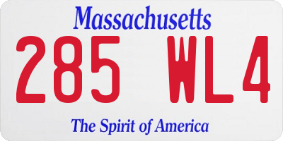 MA license plate 285WL4
