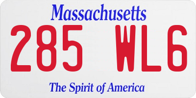 MA license plate 285WL6