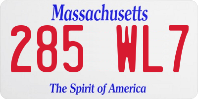 MA license plate 285WL7