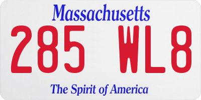 MA license plate 285WL8