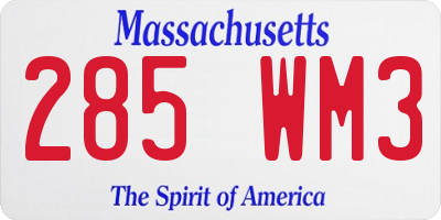 MA license plate 285WM3