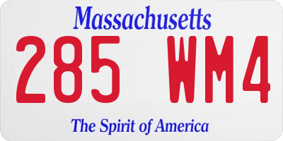 MA license plate 285WM4