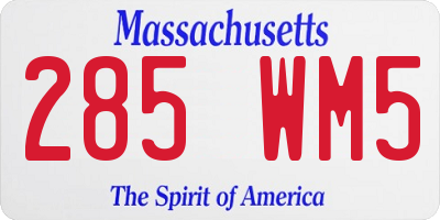 MA license plate 285WM5