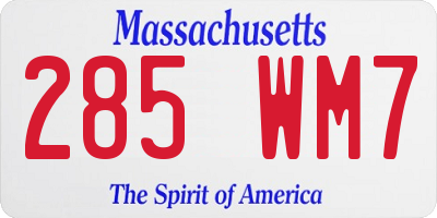 MA license plate 285WM7