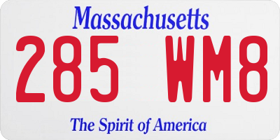 MA license plate 285WM8