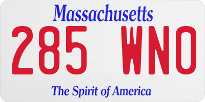 MA license plate 285WN0