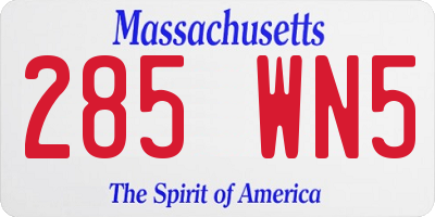 MA license plate 285WN5