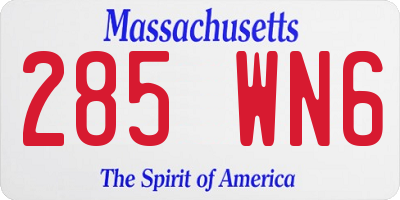 MA license plate 285WN6