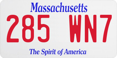 MA license plate 285WN7