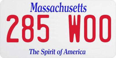 MA license plate 285WO0