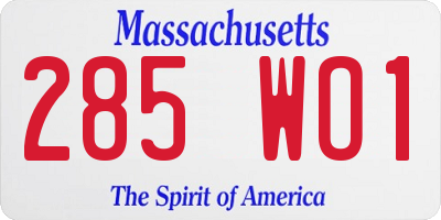 MA license plate 285WO1