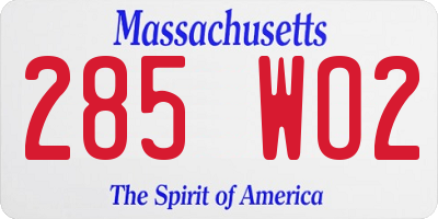 MA license plate 285WO2