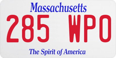 MA license plate 285WP0