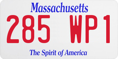 MA license plate 285WP1