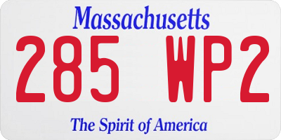MA license plate 285WP2