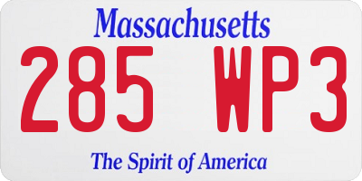MA license plate 285WP3
