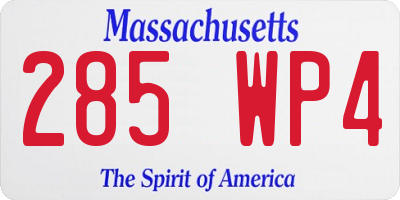 MA license plate 285WP4