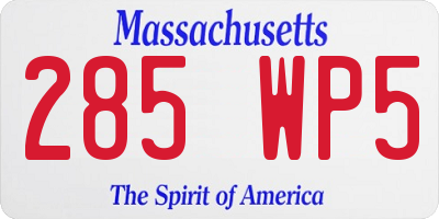 MA license plate 285WP5
