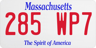 MA license plate 285WP7