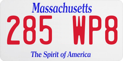 MA license plate 285WP8