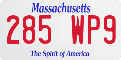 MA license plate 285WP9